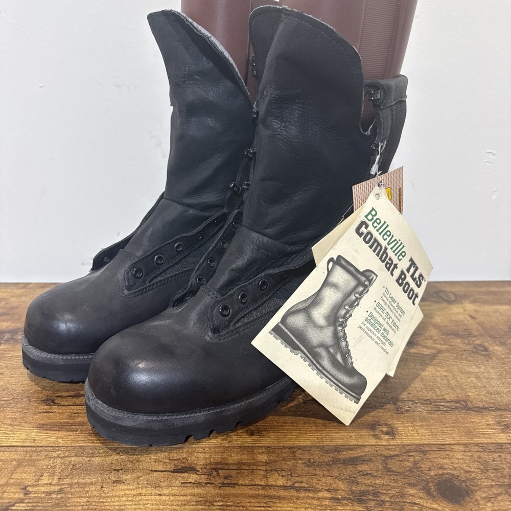 NEW BLACK LEATHER BELLEVILLE MILITARY TLS INFANTRY COMBAT BOOTS GORTEX 12.5